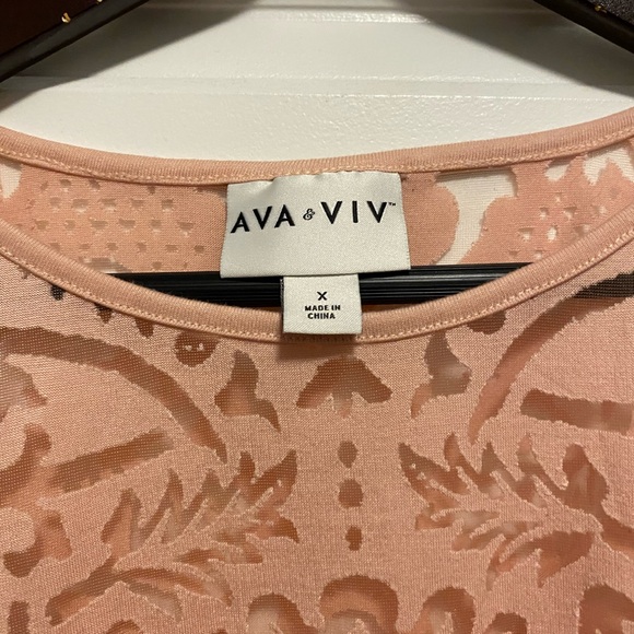 Ava & Viv Women's Blush Lace Accent Blouse - Picture 3 of 7